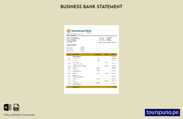 listo para imprimir plantilla de extracto bancario comercial del International B
